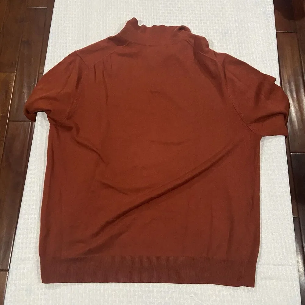 Eddie Bauer Red 1/4 Button Pullover Cotton Cashmere Sweater Mens Large - Picture 2 of 7